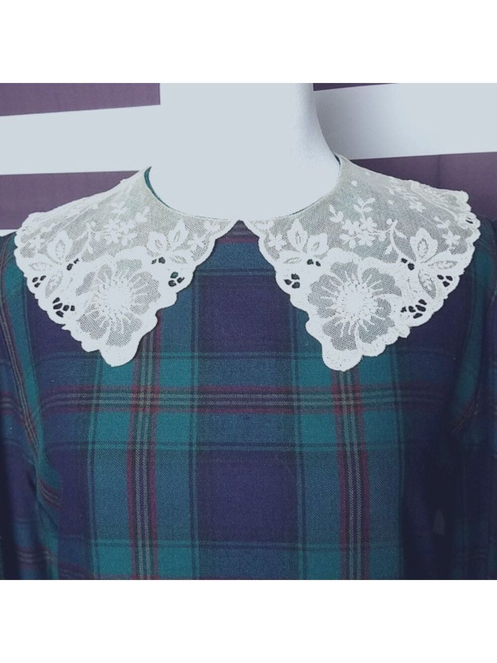 Vintage Laura Ashley 80's Plaid Maxi Dress - Picture 3 of 7